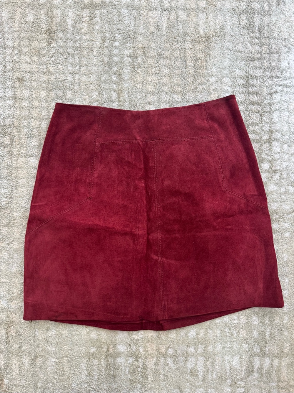 Hm 100% Suede Women's Burgundy Suede Mini Skirt